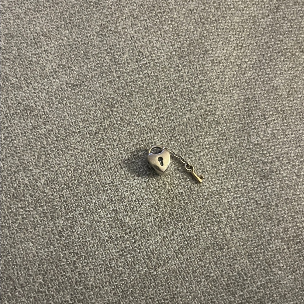 Silver and Gold Heart Lock and Key Charm